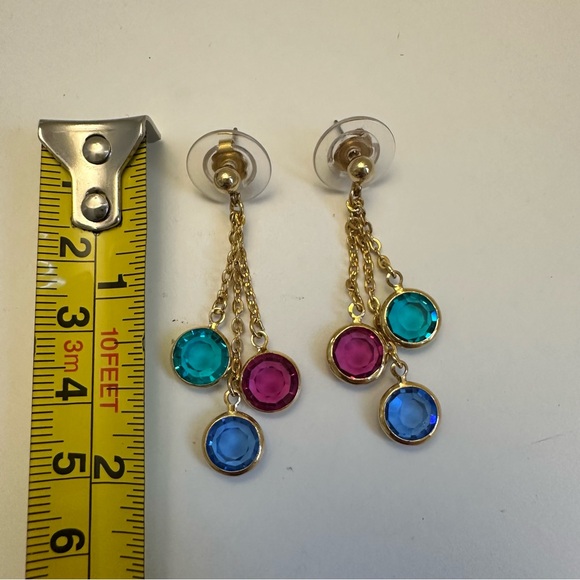 Swarovski Vintage Multicolor Crystal Dangle Drop Earrings - Picture 2 of 2